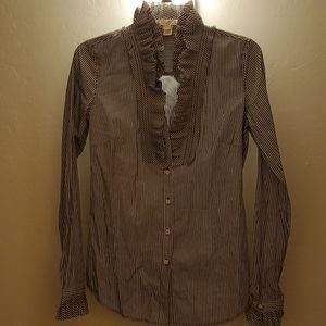 J.Crew Striped Ruffle Buttoned Shirt Tall 2